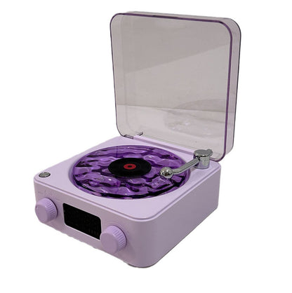 Premium Retro Turntable Bluetooth Speaker - Vintage Record Player Design with RGB Projection & Hi-Fi Stereo Sound