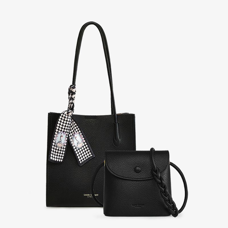 2-Piece Handbag Set – Large Capacity Textured Tote with Matching Pouch