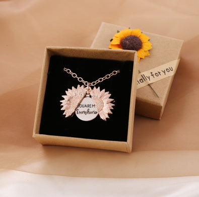 "You Are My Sunshine" Sunflower Necklace - Meaningful Pendant for Women and Men, Perfect Couple Gift