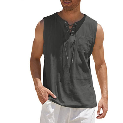 Summer Tank Vest for Men – Collared Tie Short Sleeve T-Shirt