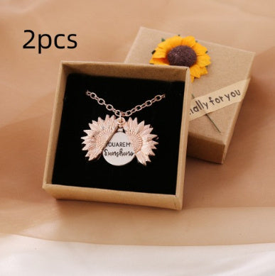"You Are My Sunshine" Sunflower Necklace - Meaningful Pendant for Women and Men, Perfect Couple Gift