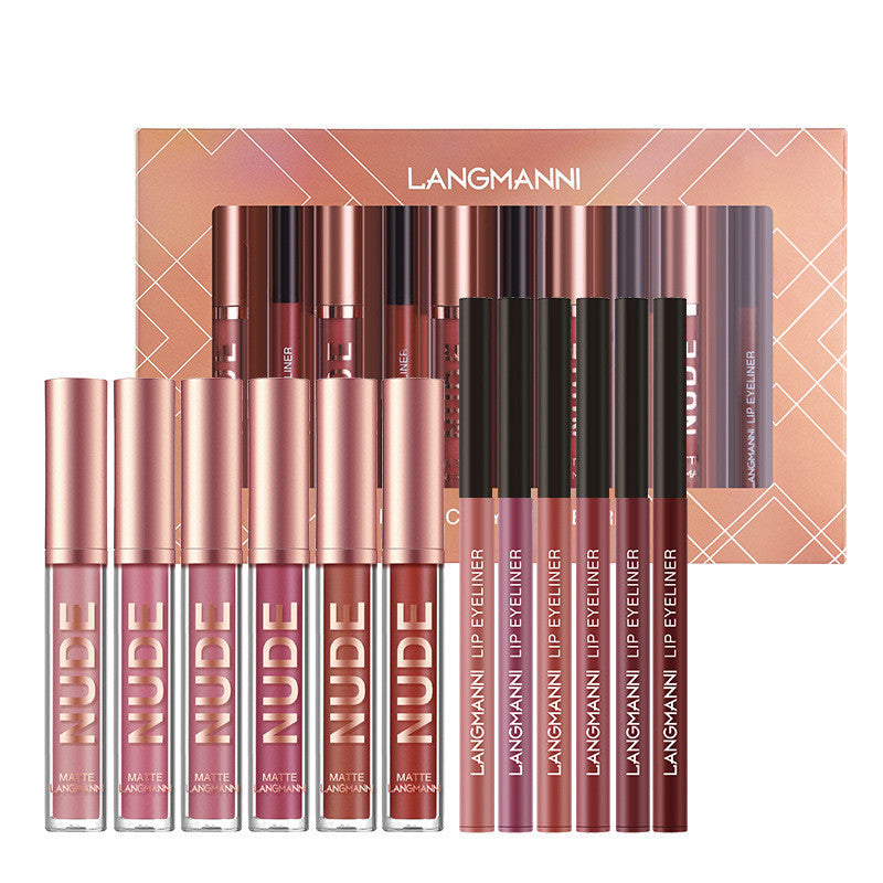 12 Pcs Lipstick & Lip Liner Set – 6 Waterproof Matte Lipsticks + 6 Lip Liner Pens Long Lasting Makeup Gift for Women & Girls