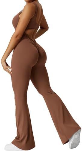Women's Sleeveless Flare Jumpsuit – Fitness & Yoga Long Pants, Stylish and Comfortable Activewear