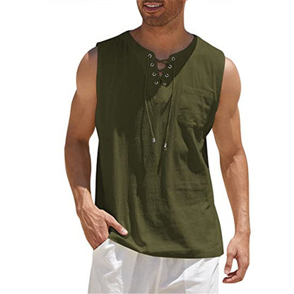 Summer Tank Vest for Men – Collared Tie Short Sleeve T-Shirt