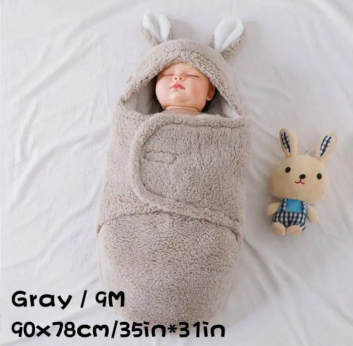 Super Soft Baby Sleeping Bag – Fluffy Fleece Swaddle Blanket with Head Support, Unisex Newborn Sleep Sack for Boys and Girls