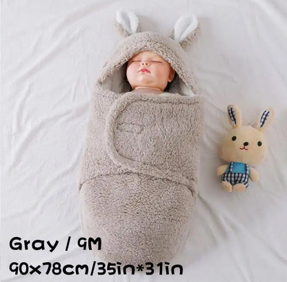 Super Soft Baby Sleeping Bag – Fluffy Fleece Swaddle Blanket with Head Support, Unisex Newborn Sleep Sack for Boys and Girls