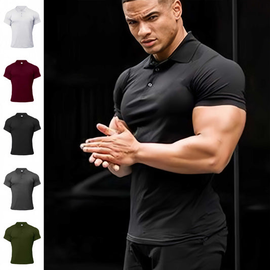 Men's Solid Color Sports Polo Shirt – Summer Short-Sleeved Casual T-Shirt for Comfort and Style