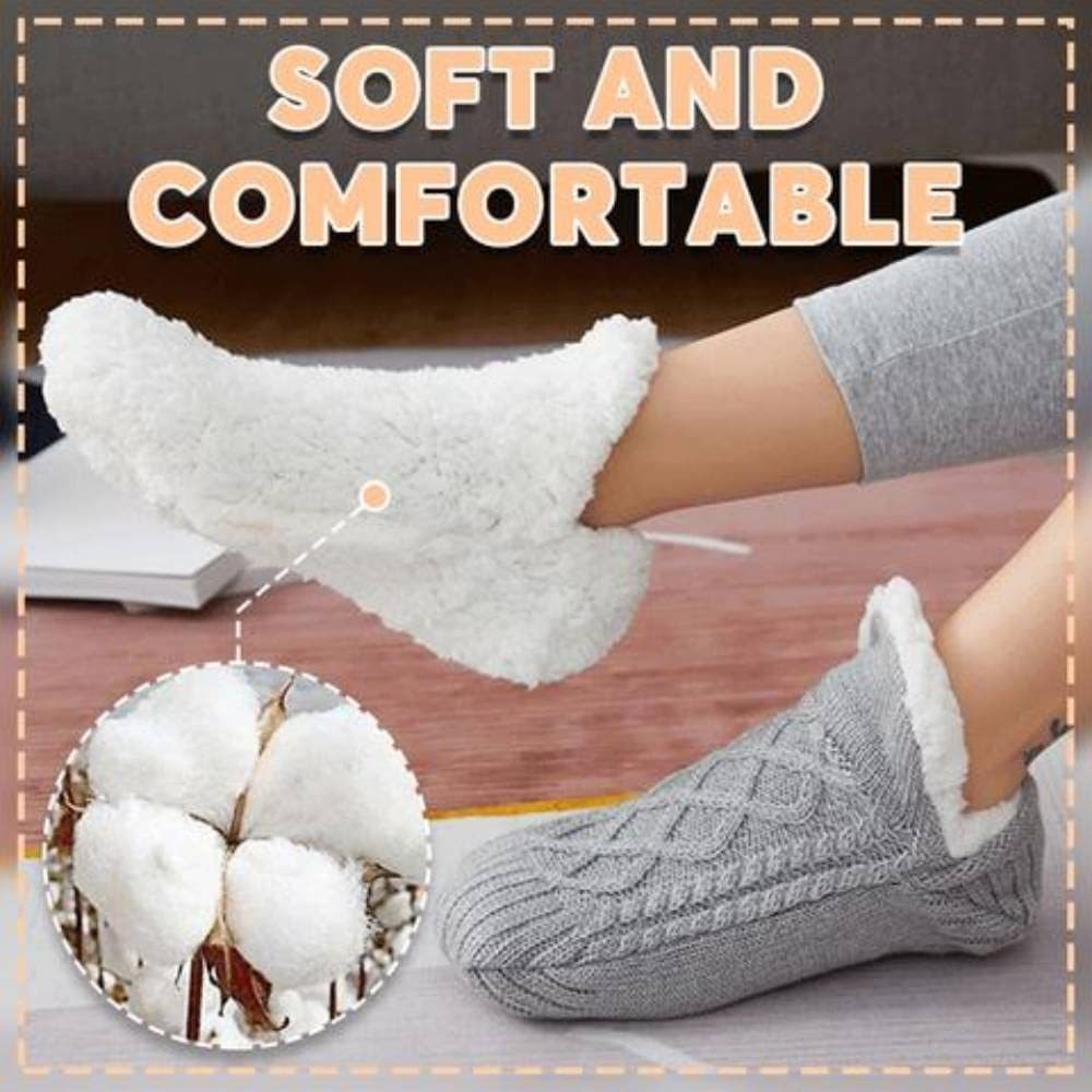 Winter Woolen Socks for Women – Thick, Warm Non-Slip Foot Warmers & Bedroom Slippers