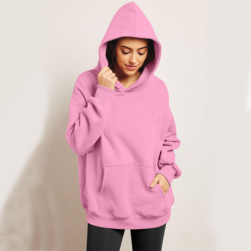 Women's Oversized Fleece Hoodie – Loose Pullover Sweatshirt with Pocket, Long Sleeve, Winter & Fall Sports Outfits