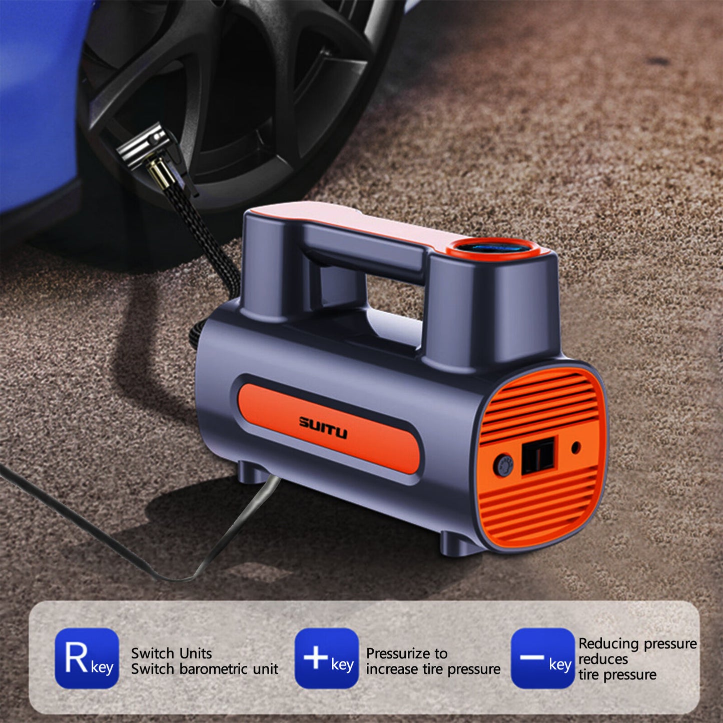 Professional 12V Tire Inflator - Heavy-Duty Portable Air Compressor for Emergency Roadside Assistance & Daily Use