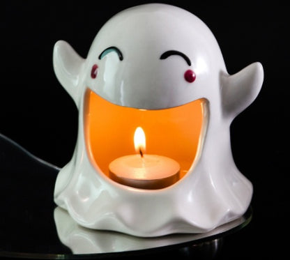 Premium Halloween Ghost Ceramic Ornaments - Handcrafted Spooky Decorations for Festive Home Décor
