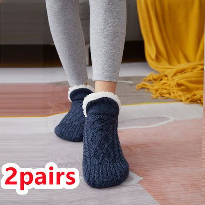 Winter Woolen Socks for Women – Thick, Warm Non-Slip Foot Warmers & Bedroom Slippers