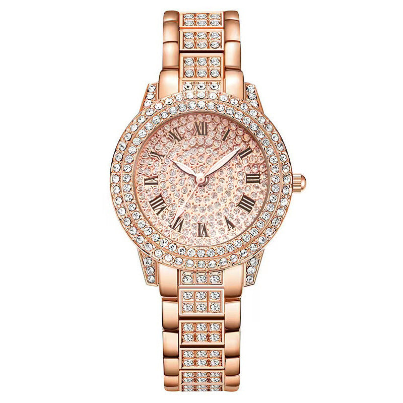 Women's Diamond Fashion Roman Quartz Watch Five-piece Set – Elegant Luxury Wristwatch Collection for Women