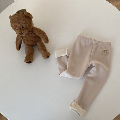 Girls' Single-Layer Fleece-Lined Fashionable Leggings – All-Matching Leggings for Fall and Winter