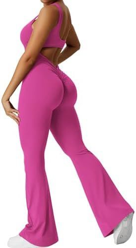 Women's Sleeveless Flare Jumpsuit – Fitness & Yoga Long Pants, Stylish and Comfortable Activewear