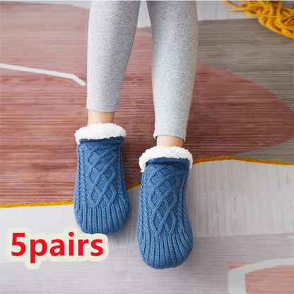 Winter Woolen Socks for Women – Thick, Warm Non-Slip Foot Warmers & Bedroom Slippers