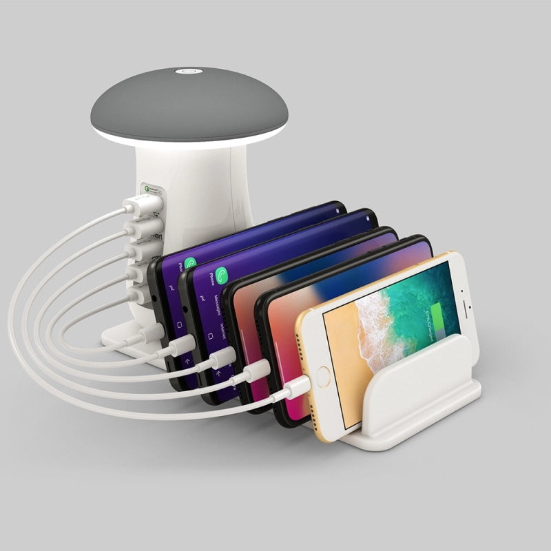 2-in-1 Mushroom LED Lamp – USB Charger and Lamp Holder for Home & Office Desk Lighting