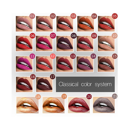 Professional Matte Lip Gloss Collection – 21 Bold Colors, Long-Lasting Waterproof Formula for Perfect Lips