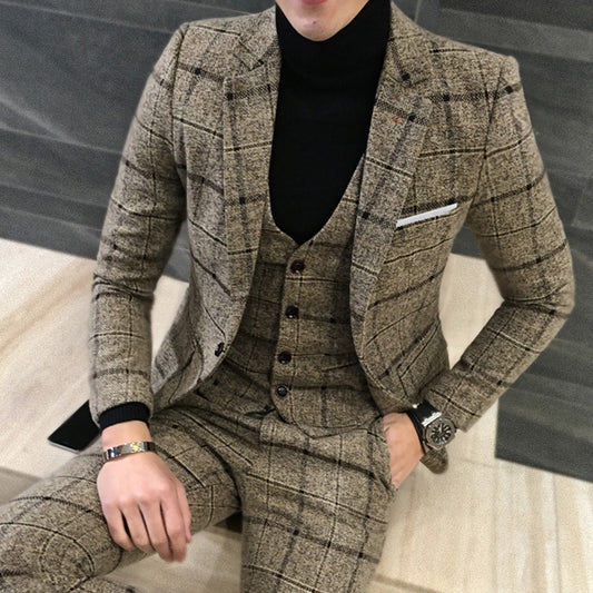 Thick Slim Fit Plaid Suits for Men – Stylish Tailored Formal Wear