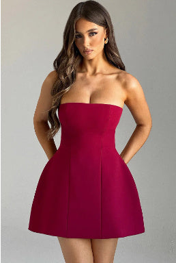 Fashion Tube Dress for Women – Solid Color Backless Slim Fit Short Dress for Summer Party