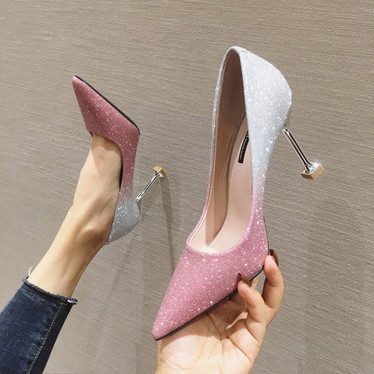Gradient Sexy Pointed French Stiletto High Heels for Women