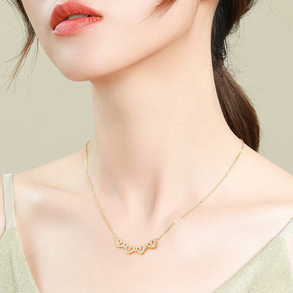 Retro Magnetic Folding Heart Necklace - Four-Leaf Clover Pendant Clavicle Chain Jewelry Gift for Women