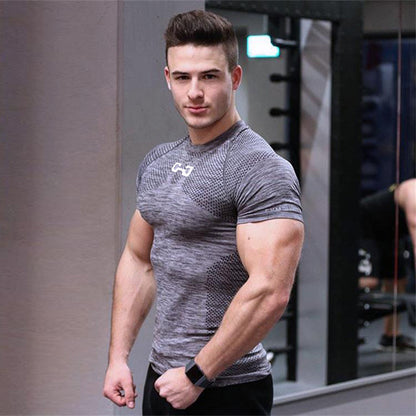 Quick Dry Gym T-Shirt for Men, Short Sleeve Running Workout Shirt