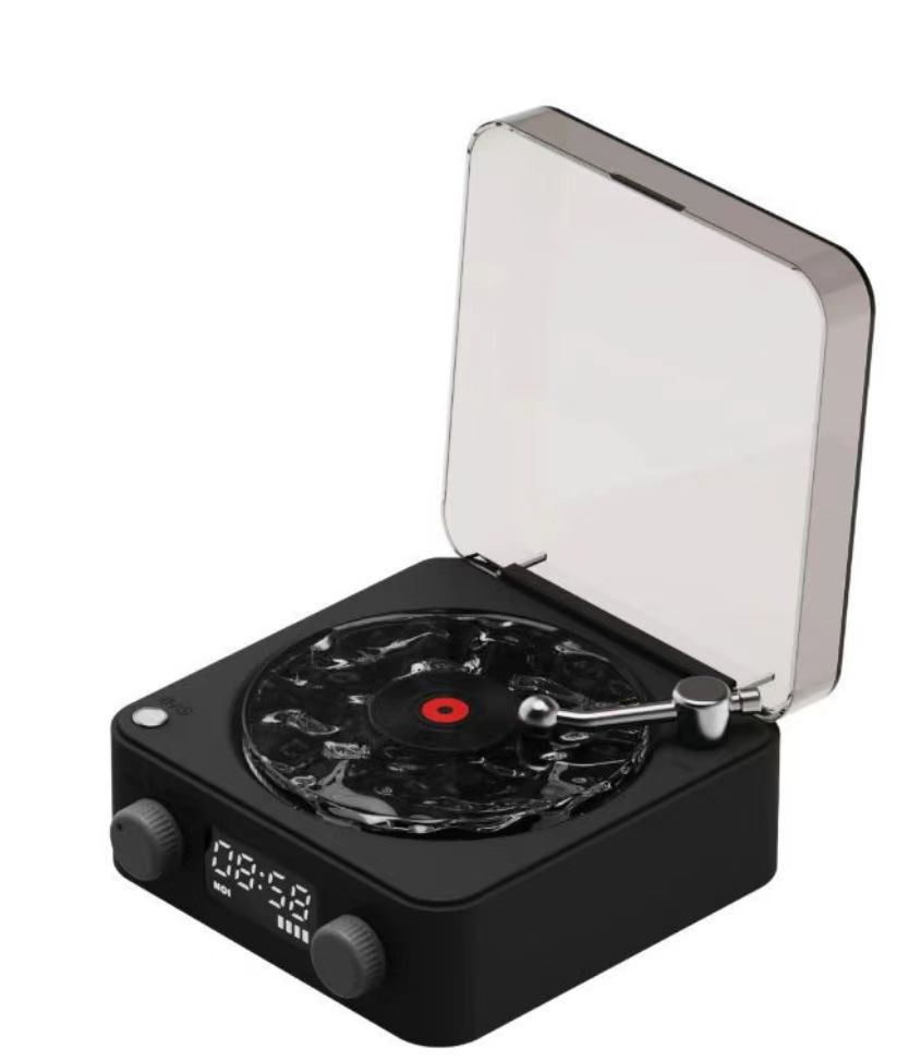 Premium Retro Turntable Bluetooth Speaker - Vintage Record Player Design with RGB Projection & Hi-Fi Stereo Sound