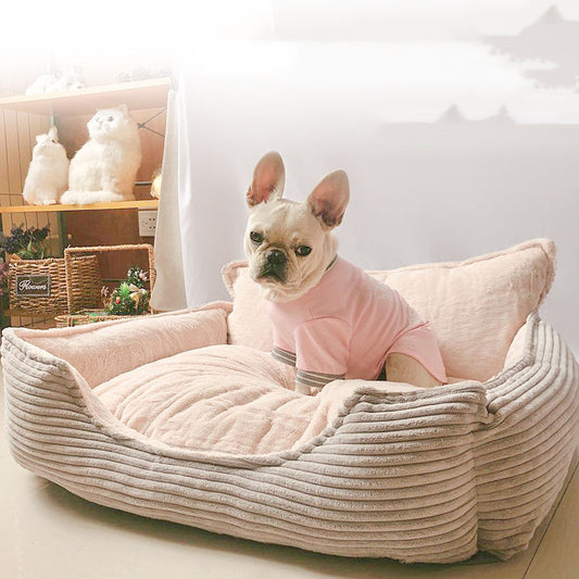 Premium Removable Plush Dog Bed - Ultra-Soft Washable Kennel with Memory Foam for Small & Medium Dogs