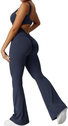 Women's Sleeveless Flare Jumpsuit – Fitness & Yoga Long Pants, Stylish and Comfortable Activewear