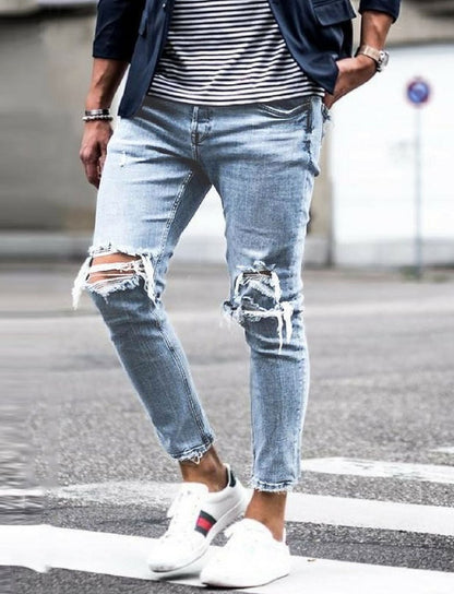 New Ripped Skinny Jeans for Men - Streetwear Fashion Denim Pants