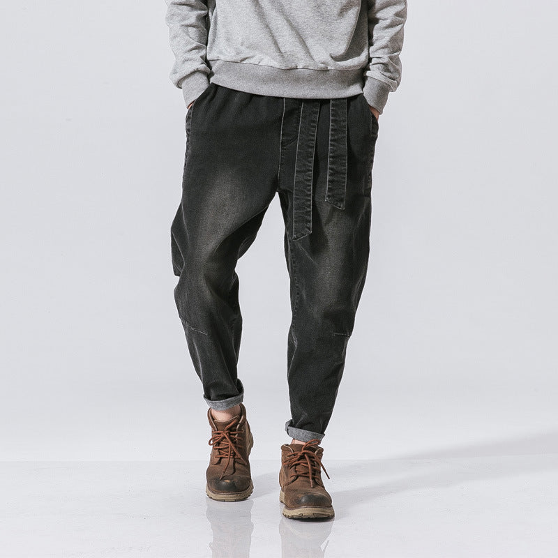 New Fashion Punk Stretch Bike Denim Jeans – Loose Fit Street Skate HIP HOP Style Trousers for Men