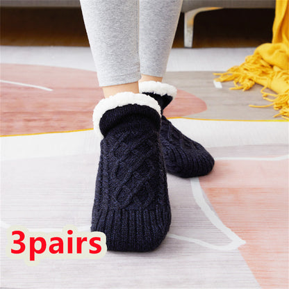 Winter Woolen Socks for Women – Thick, Warm Non-Slip Foot Warmers & Bedroom Slippers