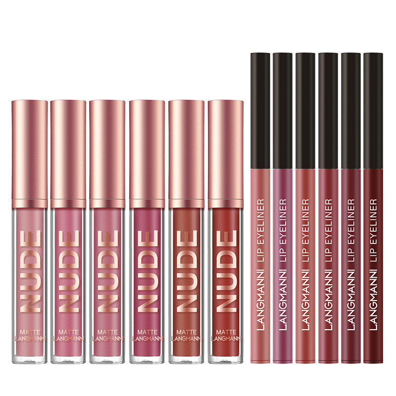 12 Pcs Lipstick & Lip Liner Set – 6 Waterproof Matte Lipsticks + 6 Lip Liner Pens Long Lasting Makeup Gift for Women & Girls
