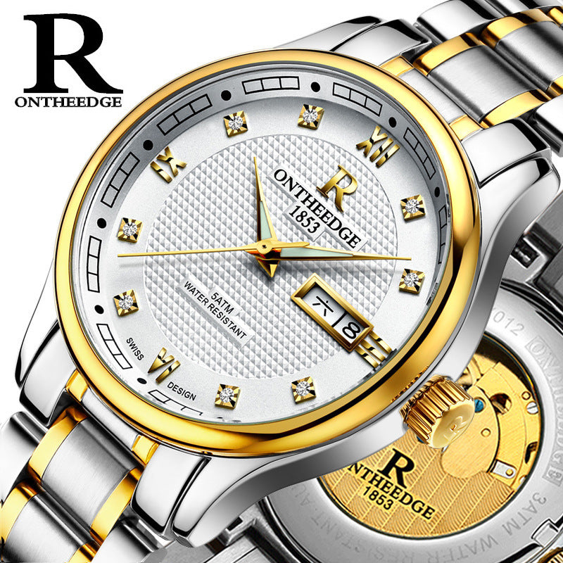 Men's Automatic Mechanical Watch – Luminous, Hollow, Waterproof Fine Steel Business Watch