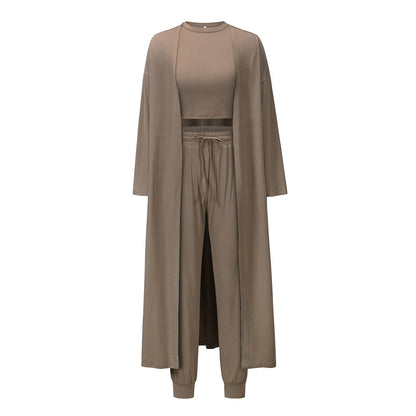 Women's Knitted Slim-Fit Sports Suit – Stylish Temperament Vest and Trousers Set for Activewear