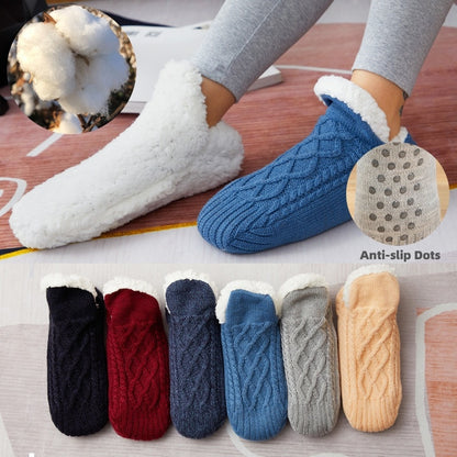 Winter Woolen Socks for Women – Thick, Warm Non-Slip Foot Warmers & Bedroom Slippers