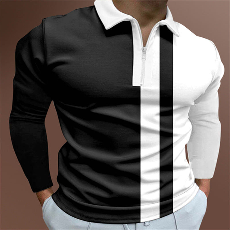 Men's Striped POLO Shirt Short Sleeve Lapel Casual T-Shirt