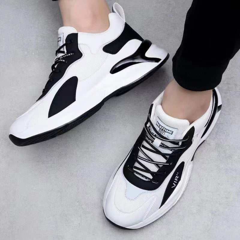 Stylish Black & White Sneakers for Men – Lightweight, Breathable Casual Outdoor Sports Shoes