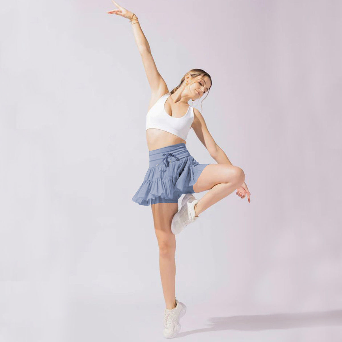Women's High-Waist Lace-Up Pleated Sports Skirt – Summer Fashion Skirt with Anti-Exposure Safety Pants