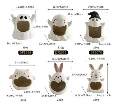 Premium Halloween Ghost Ceramic Ornaments - Handcrafted Spooky Decorations for Festive Home Décor