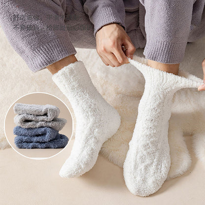 Winter Warm Fuzzy Coral Fleece Socks – Thick Velvet Home Sleeping Floor Socks for Women & Men