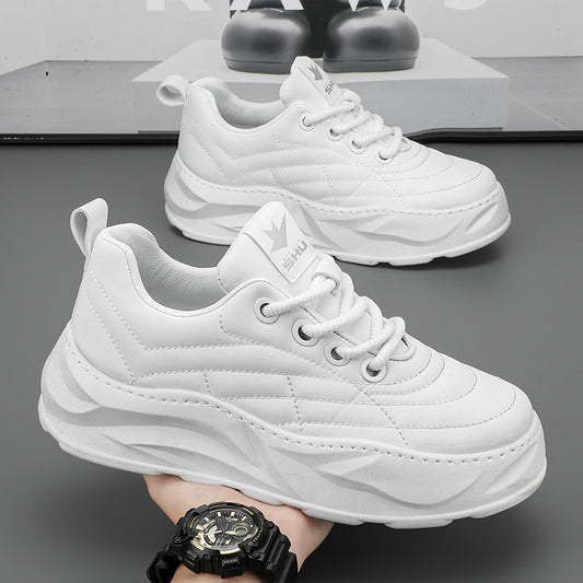 Fashionable Men's Thick-Soled Anti-Skid Slip-on Sneakers – Breathable Lace-up Running Shoes for Outdoor Sports