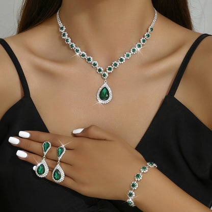 Fashion Bridal Jewelry Set - Necklace, Earrings, and Bracelet 3-Piece Set for Weddings and Special Occasions