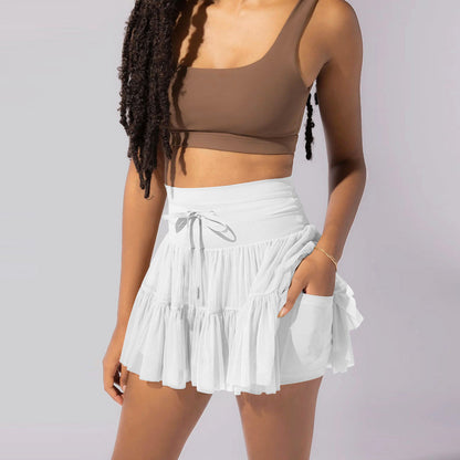 Women's High-Waist Lace-Up Pleated Sports Skirt – Summer Fashion Skirt with Anti-Exposure Safety Pants
