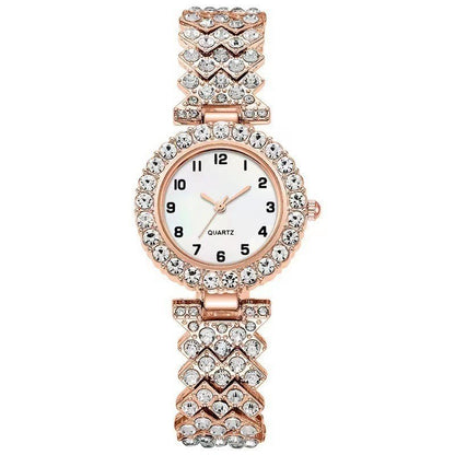 2-Piece Luxury Fashion Jewelry Set - Silver Strap Women's Watch and Alloy Bracelet Wristwatch Gift for Ladies
