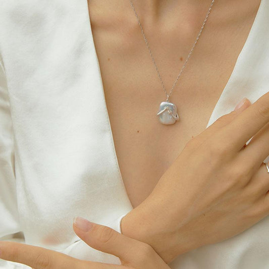 Unique Square Baroque Pearl Couple Pendant Necklace - Valentine's Day Lover Gift & Party Jewelry