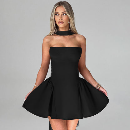 Women's Sexy Tube Top Dress – Short Party Dress with Back Zipper Design for Fashionable Nights Out