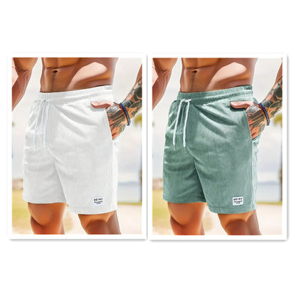 Summer Lace-up Drawstring Shorts for Men, Corduroy Sports Shorts, Casual Summer Pants