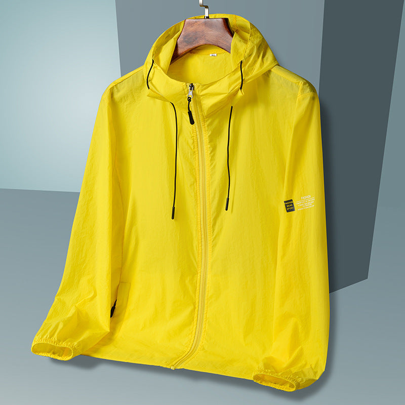 Men's Summer Ice Silk Sun Protection Jacket – Lightweight UV-Proof Cooling Outdoor Hoodie